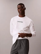 Calvin Klein men’s long sleeve cotton pyjama set Black Check – side view