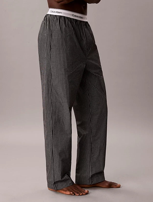 Calvin Klein men’s long sleeve cotton pyjama set Black Check – back view