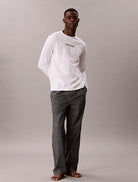 Calvin Klein men’s long sleeve cotton pyjama set Black Check – front view