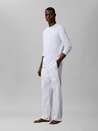 Calvin Klein men’s long sleeve cotton pyjama set Light Blue Check – side view