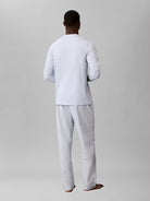 Calvin Klein men’s long sleeve cotton pyjama set Light Blue Check – back view