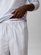 Calvin Klein men’s long sleeve cotton pyjama set Light Blue Check – detail view