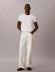 Calvin Klein Icon Cotton Lounge T-Shirt – white crew neck short sleeve T-shirt with multicolour monogram on chest, front view