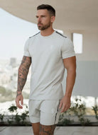 Gym King Taped Jersey Tee - Light Stone