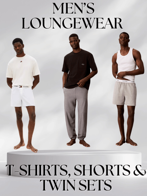 Men’s loungewear sets – T-shirts, shorts and twin sets from Calvin Klein, Boss, Lyle & Scott, Ellesse and Weekend Offender