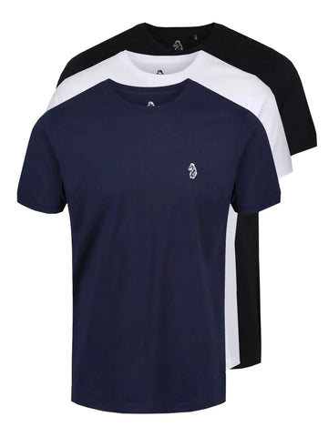 LUKE 1977 Johnys 3 Pack Crew Neck T-Shirts – Pure Cotton Jersey