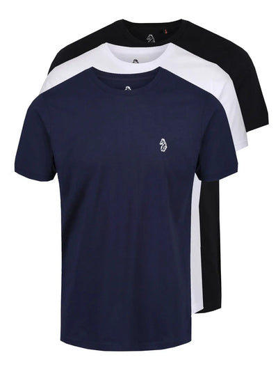 LUKE 1977 Johnys 3 Pack Crew Neck T-Shirts – Pure Cotton Jersey