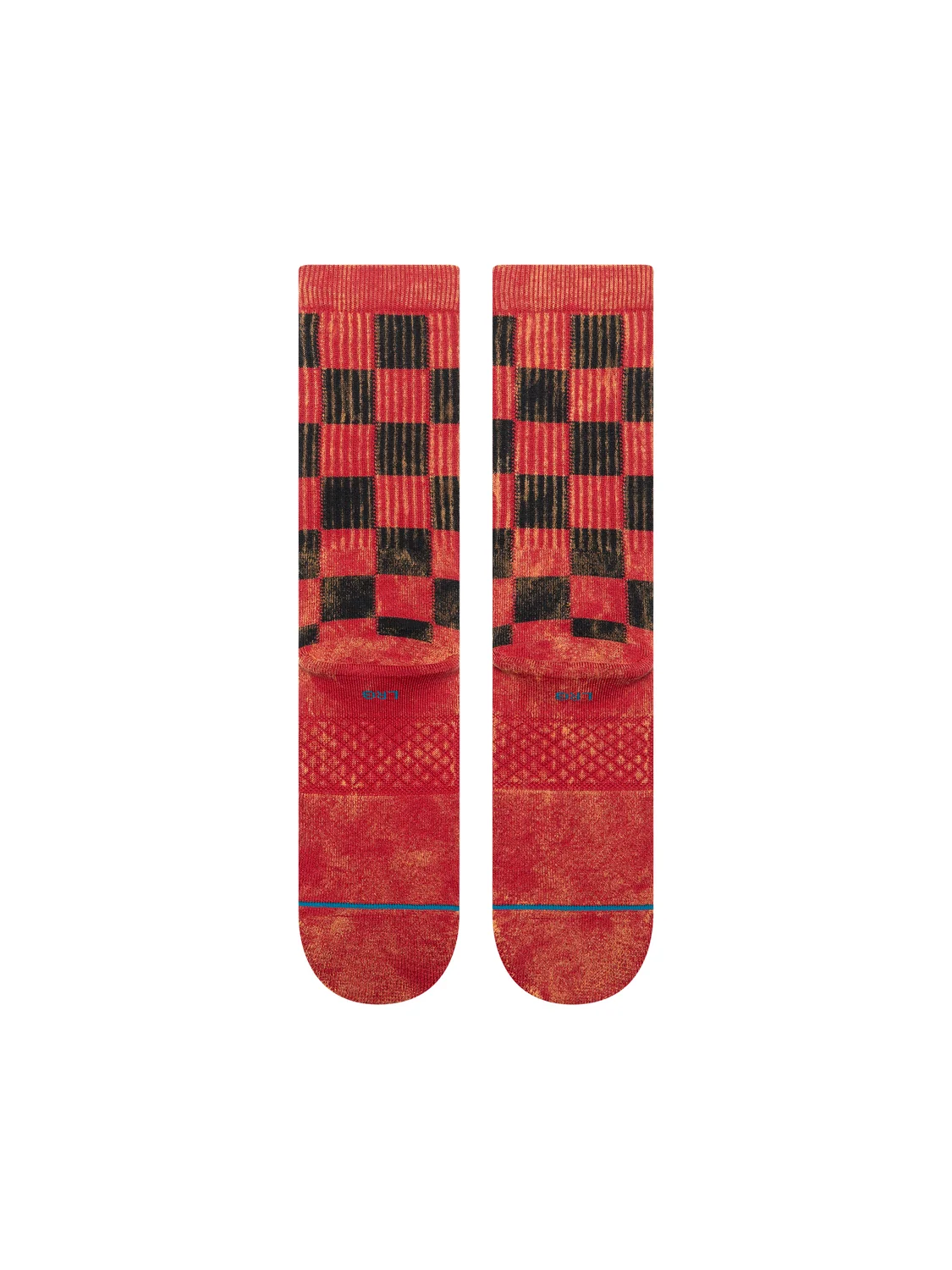 Stance Santarchy red crew socks back view of red and black buffalo check