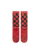 Stance Santarchy red crew socks back view of red and black buffalo check