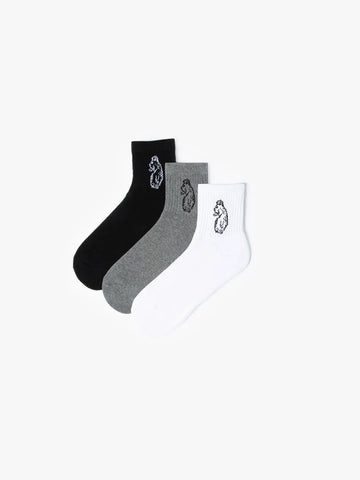 LUKE Glory Ankle Socks 3 Pack – Cotton Blend, Iconic Lion Head Embroidery
