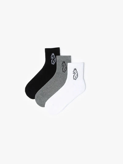 LUKE Glory Ankle Socks 3 Pack – Cotton Blend, Iconic Lion Head Embroidery
