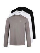 LUKE 1977 Johnys 3 Pack Long Sleeve T-Shirts - Black White Concrete
