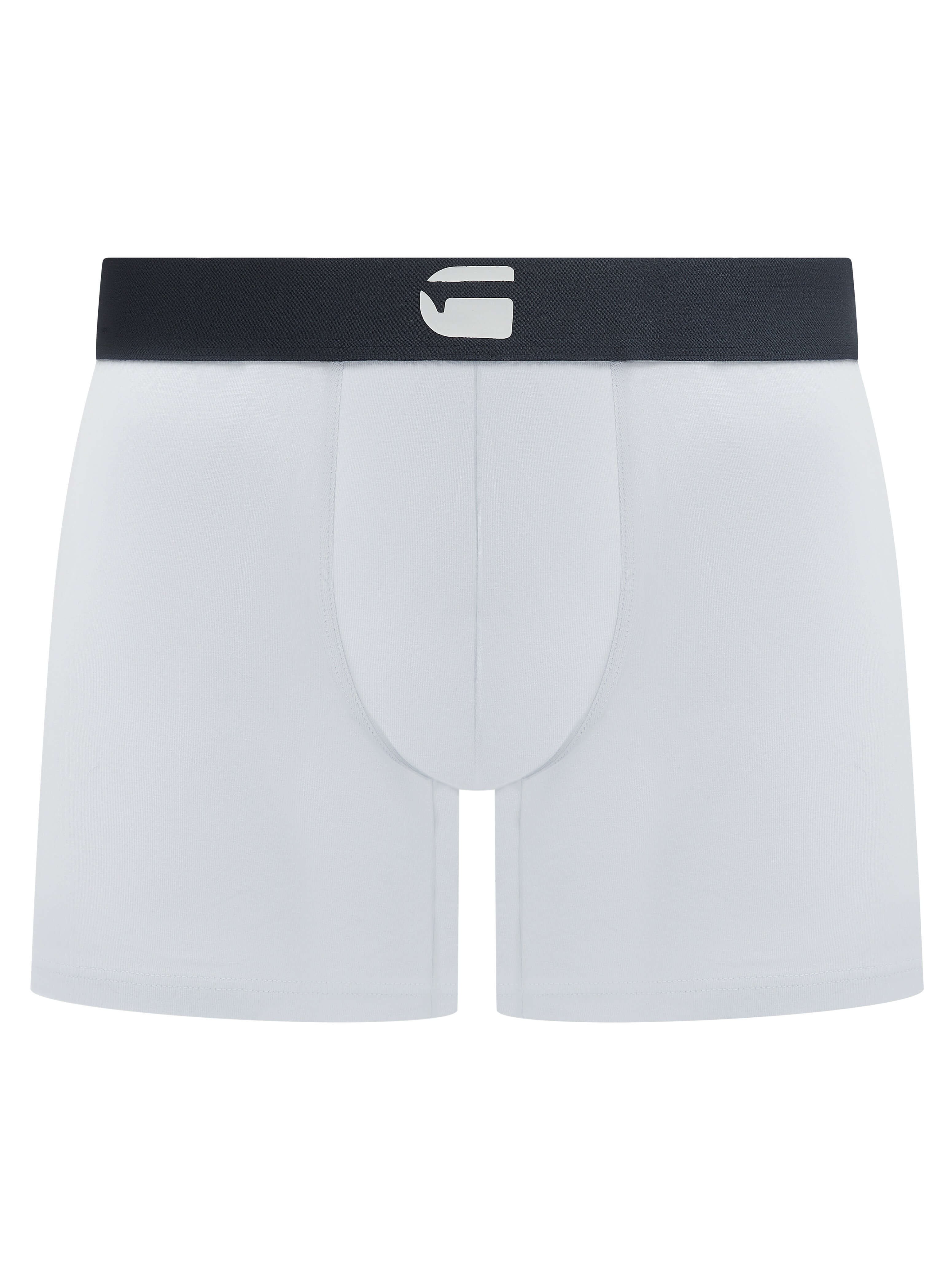 G-Star Men’s 3 Pack Cotton Stretch Rubberized Logo Trunks – Denim, Navy & White