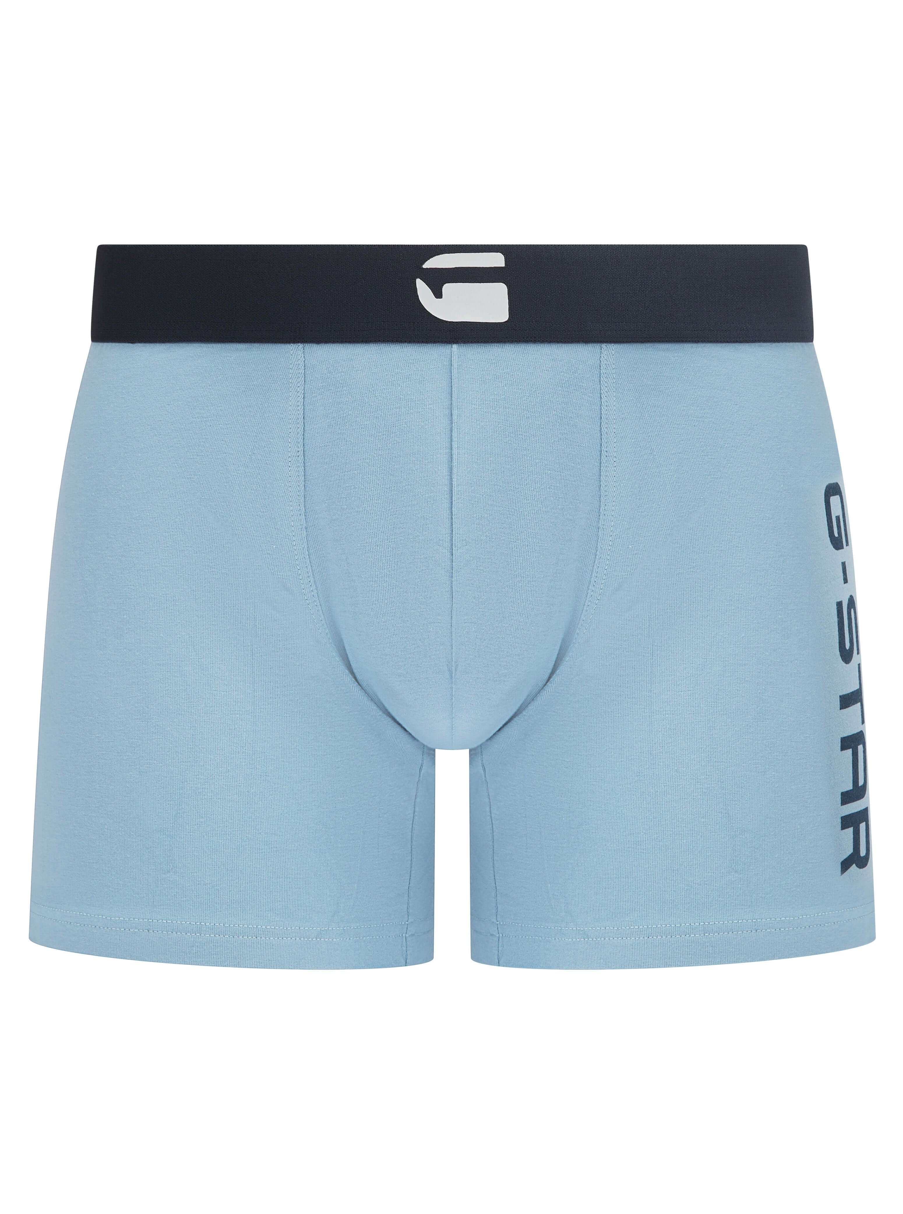 G-Star Men’s 3 Pack Cotton Stretch Rubberized Logo Trunks – Denim, Navy & White