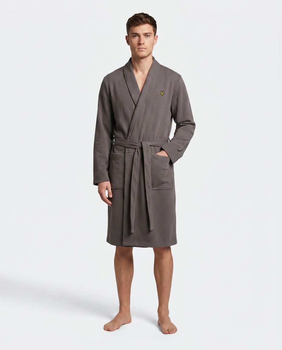 Lyle & Scott Matthew Fleece Dressing Gown Granite Grey - Image 2