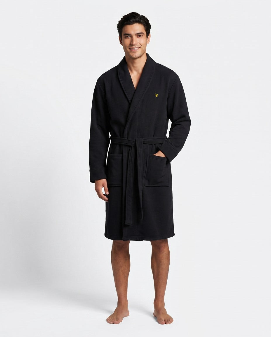Lyle & Scott Matthew Fleece Dressing Gown Black - Image 2