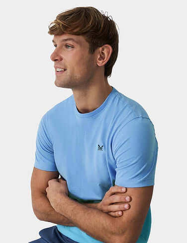 Crew Clothing Classic Crew Neck T-Shirt, 100% Cotton - Heritage Sky Blue