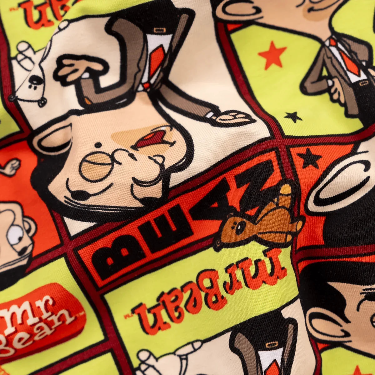 OddBalls Mr Bean Comic boxer shorts colourful stretch cotton fabric detail