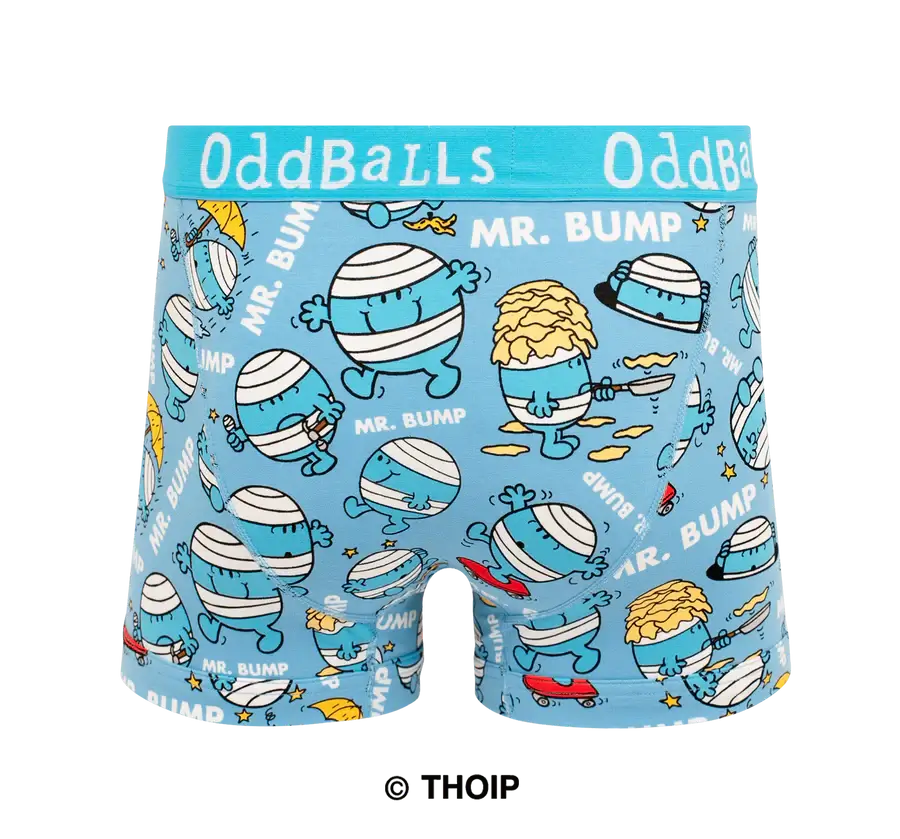 OddBalls Mr Bump – Mr Men Men’s Boxer Shorts - Cotton Stretch Trunks