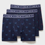 Crew Clothing Cotton Boxers, Pack of 3, Navy Blue Trunks