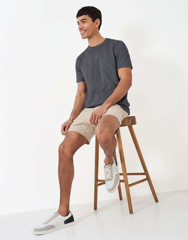 Crew Clothing Oxford Pique Short Sleeve T-Shirt - Heritage Navy White