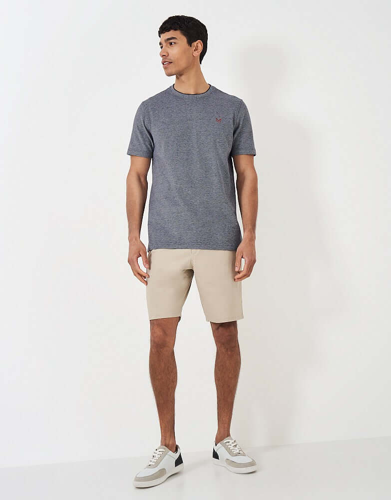 Crew Clothing Oxford Pique Short Sleeve T-Shirt - Heritage Navy White