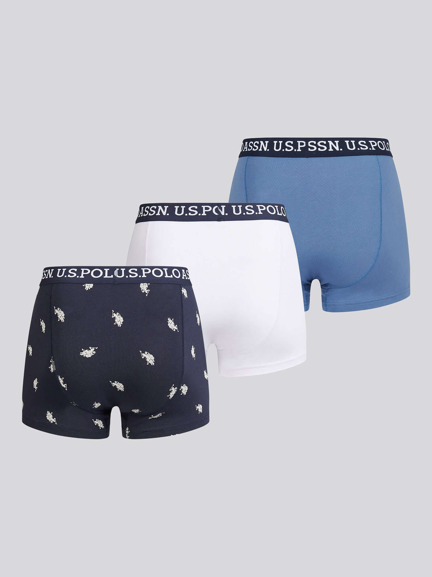 U.S. Polo Assn 3 Pack Cotton Stretch Trunks - Navy, Blue, White