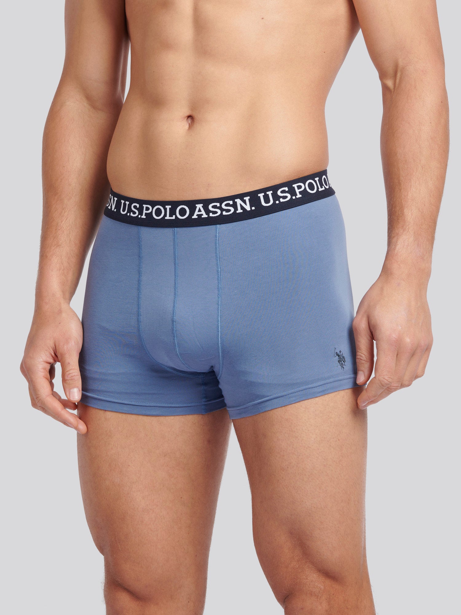 U.S. Polo Assn 3 Pack Cotton Stretch Trunks - Dark Sapphire, Navy, Blue