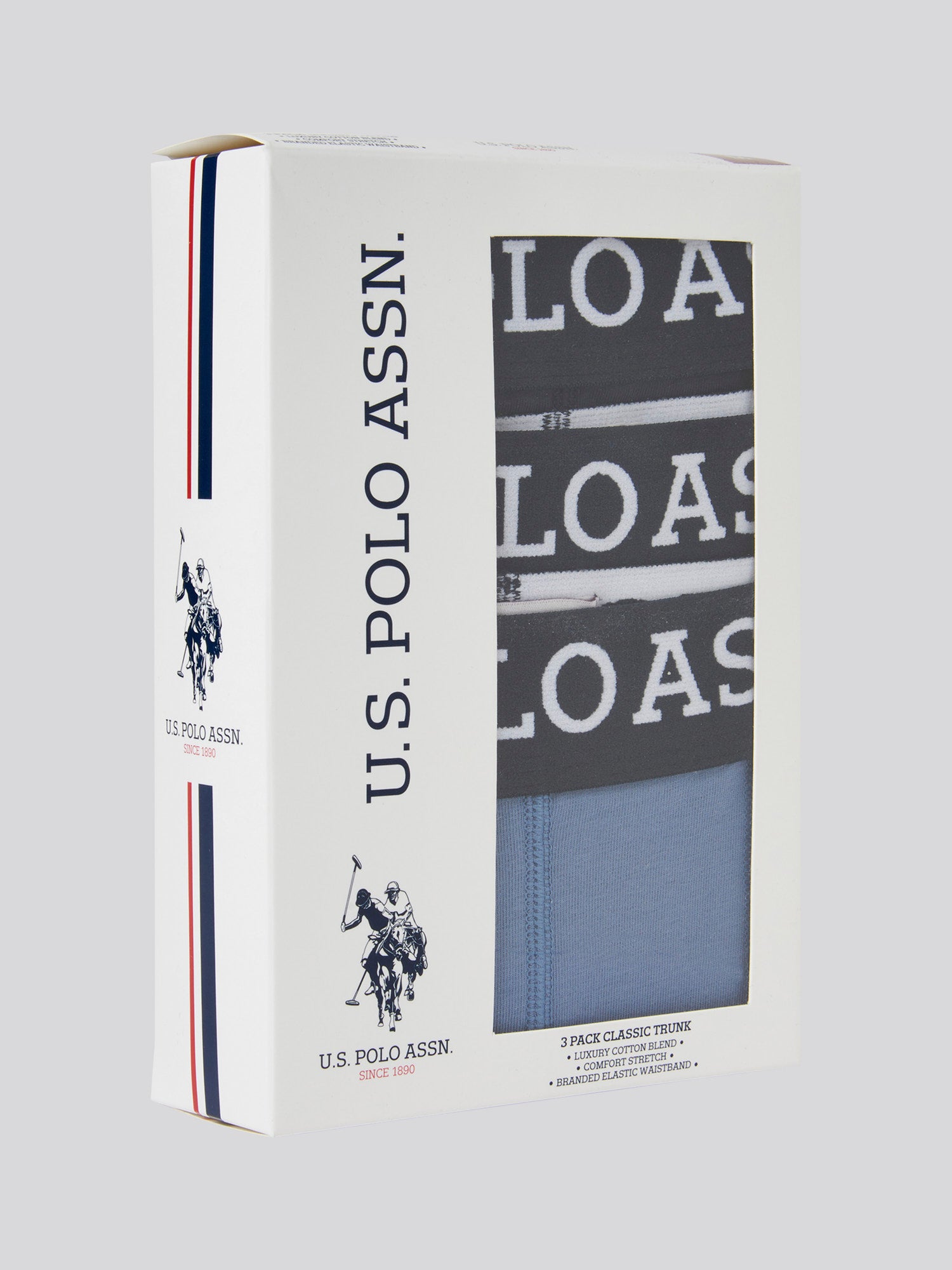 U.S. Polo Assn 3 Pack Cotton Stretch Trunks - Dark Sapphire, Navy, Blue