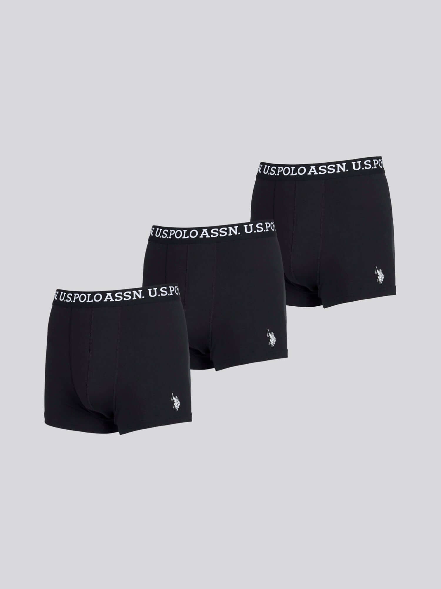 U.S. Polo Assn 3 Pack Cotton Stretch Trunks - Black