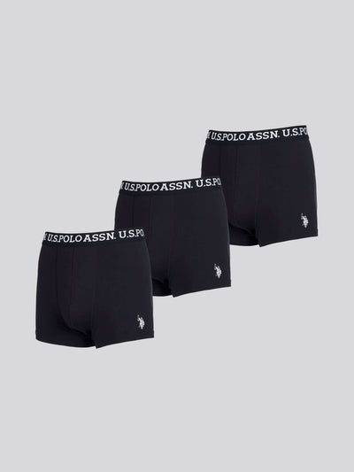 U.S. Polo Assn 3 Pack Cotton Stretch Trunks -  Black