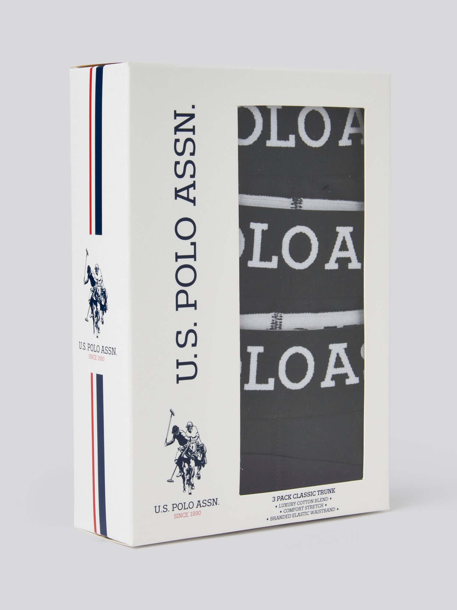 U.S. Polo Assn 3 Pack Cotton Stretch Trunks - Black