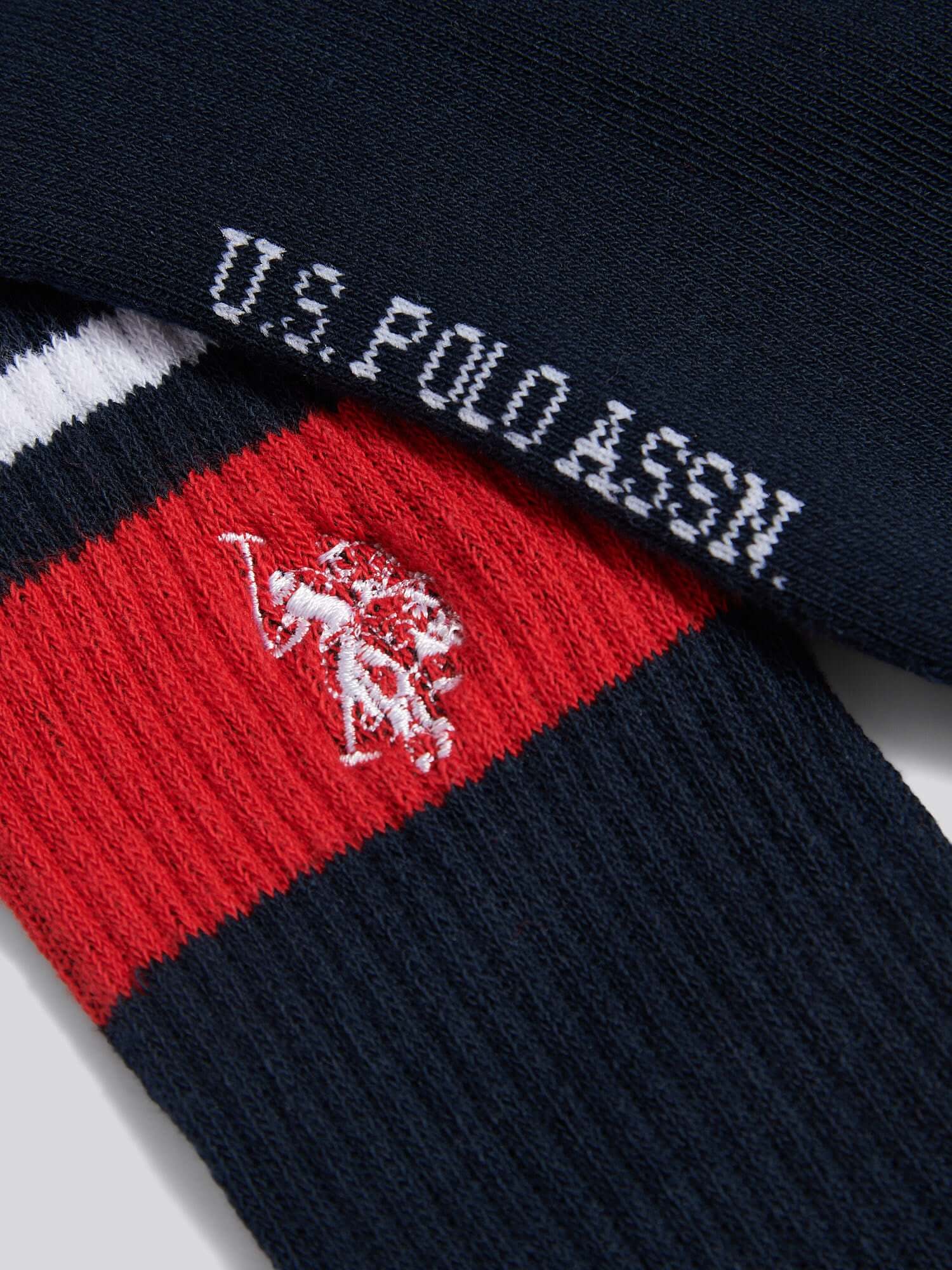 U.S. Polo Assn. 3-Pack Brand Stripe Sports Socks, Black