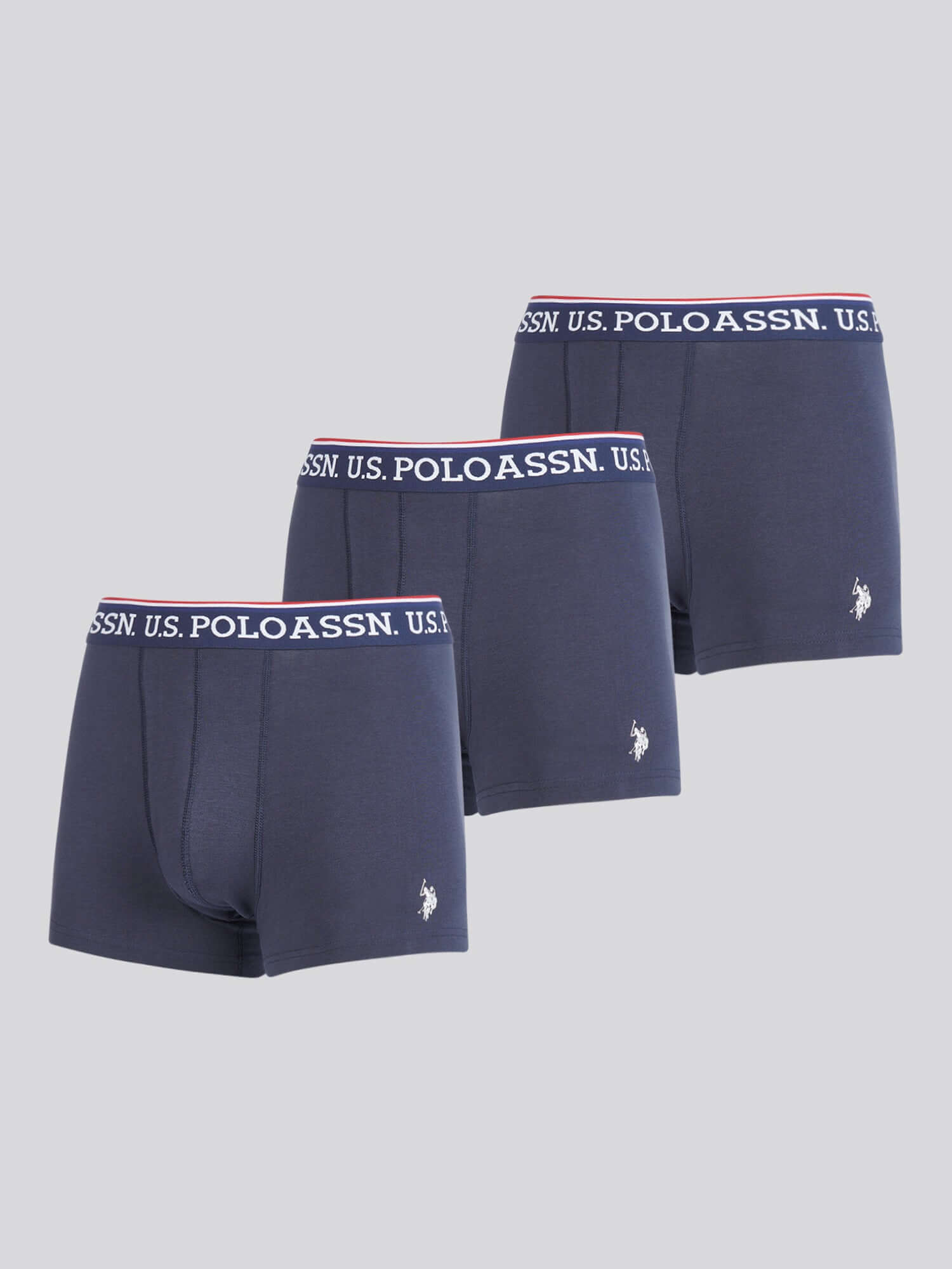U.S. Polo Assn 3 Pack Cotton Stretch Trunks - Dark Sapphire Navy