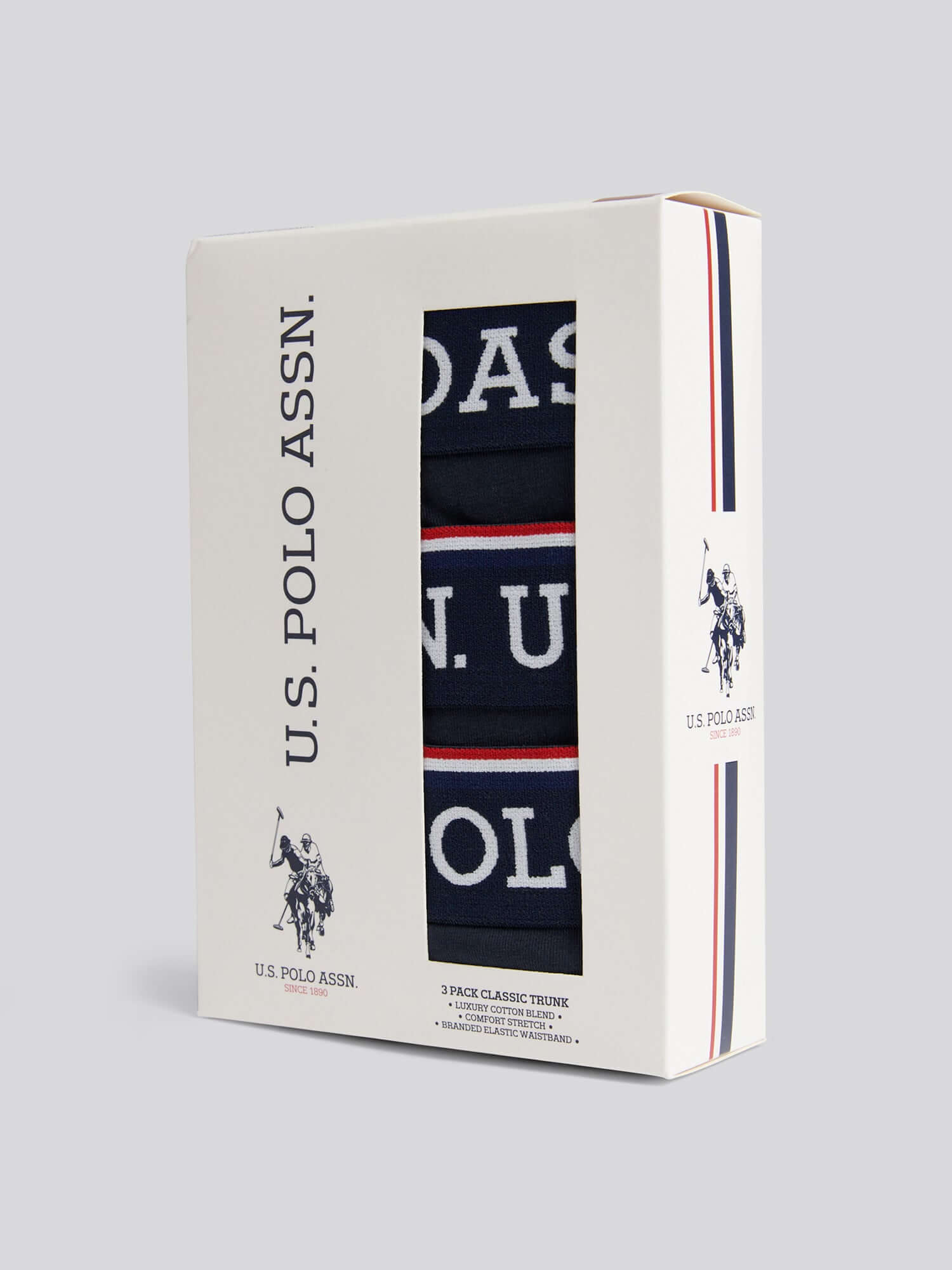 U.S. Polo Assn 3 Pack Cotton Stretch Trunks - Dark Sapphire Navy