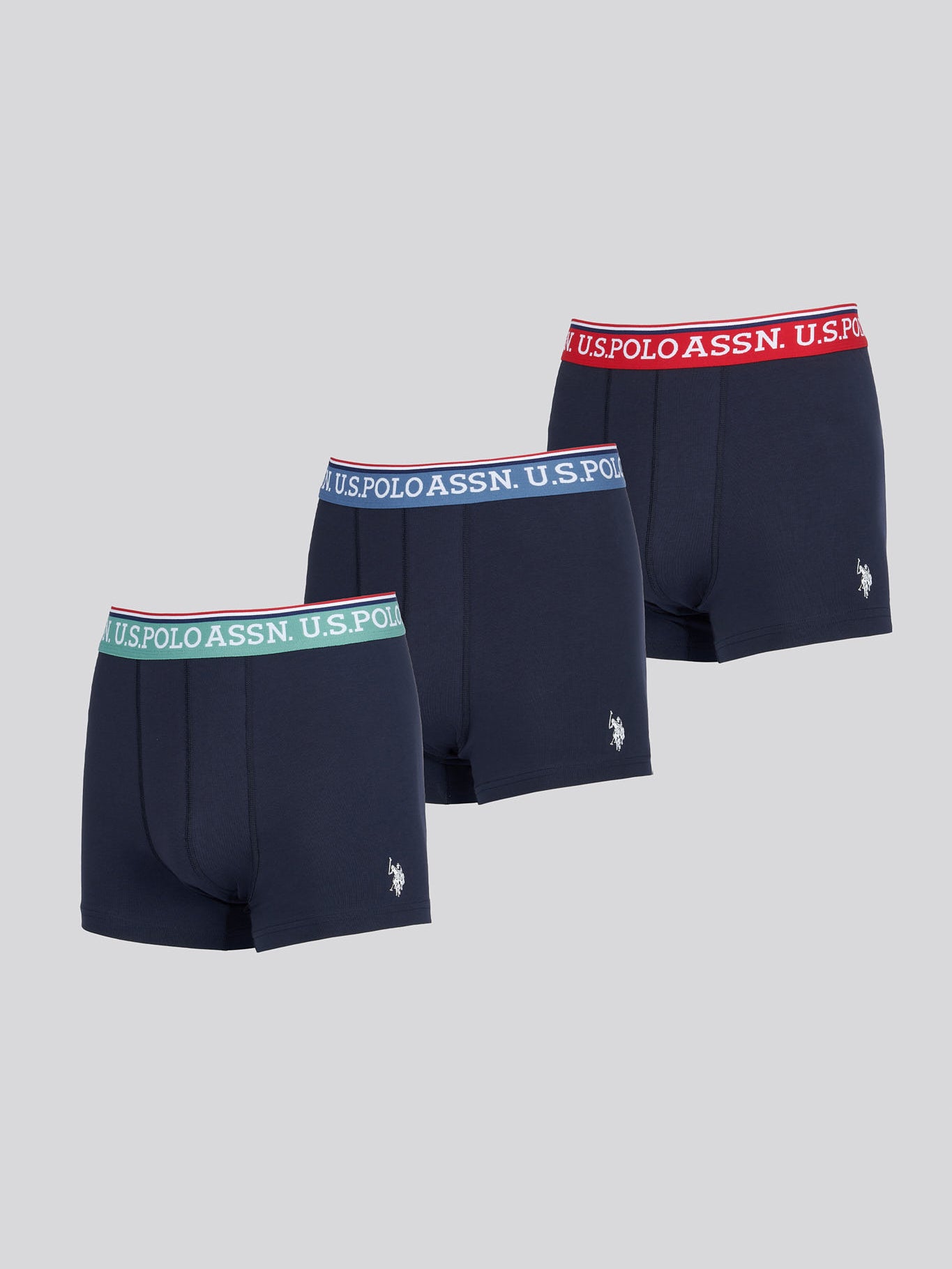 U.S. Polo Assn 3 Pack Cotton Stretch Trunks - Navy, Multi
