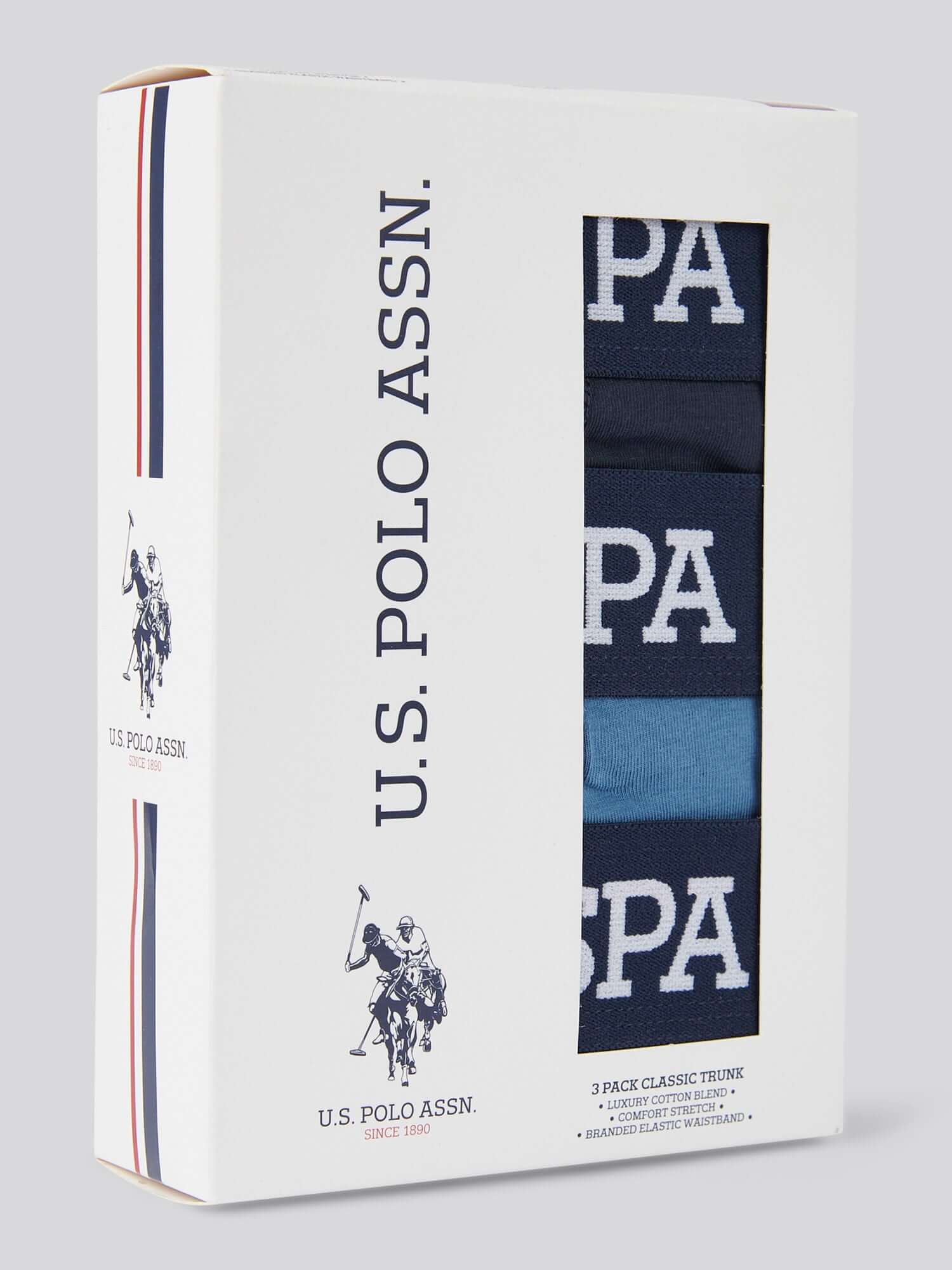 U.S. Polo Assn 3 Pack Cotton Stretch Trunks - Blues