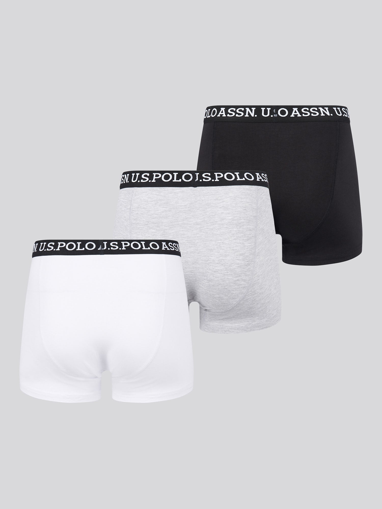 U.S. Polo Assn 3 Pack Cotton Stretch Trunks - Black, White, Grey