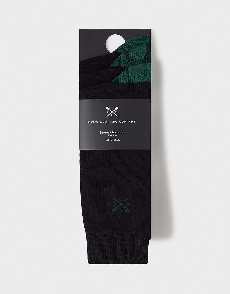 Crew Clothing 3 Pack Classic Bamboo Socks - Black