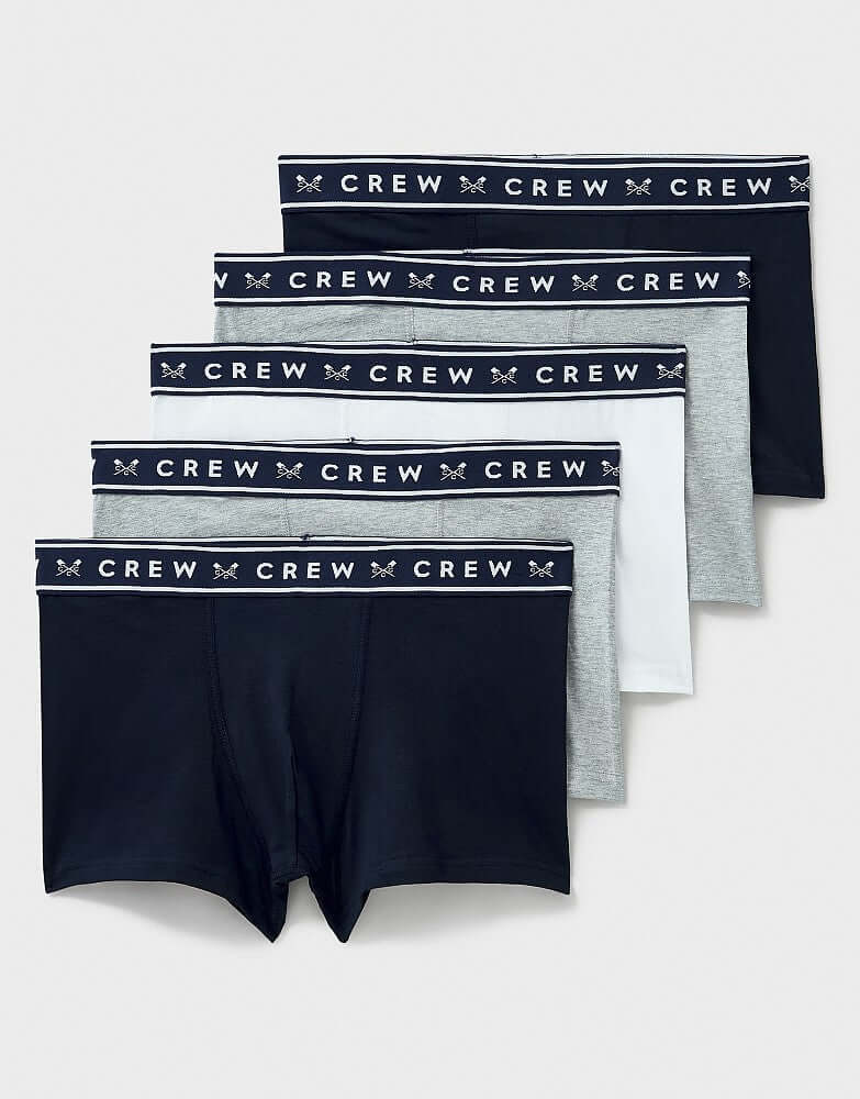 Crew Clothing Men’s Boxer Briefs 5-Pack – Cotton Stretch Trunks in Assorted Colours