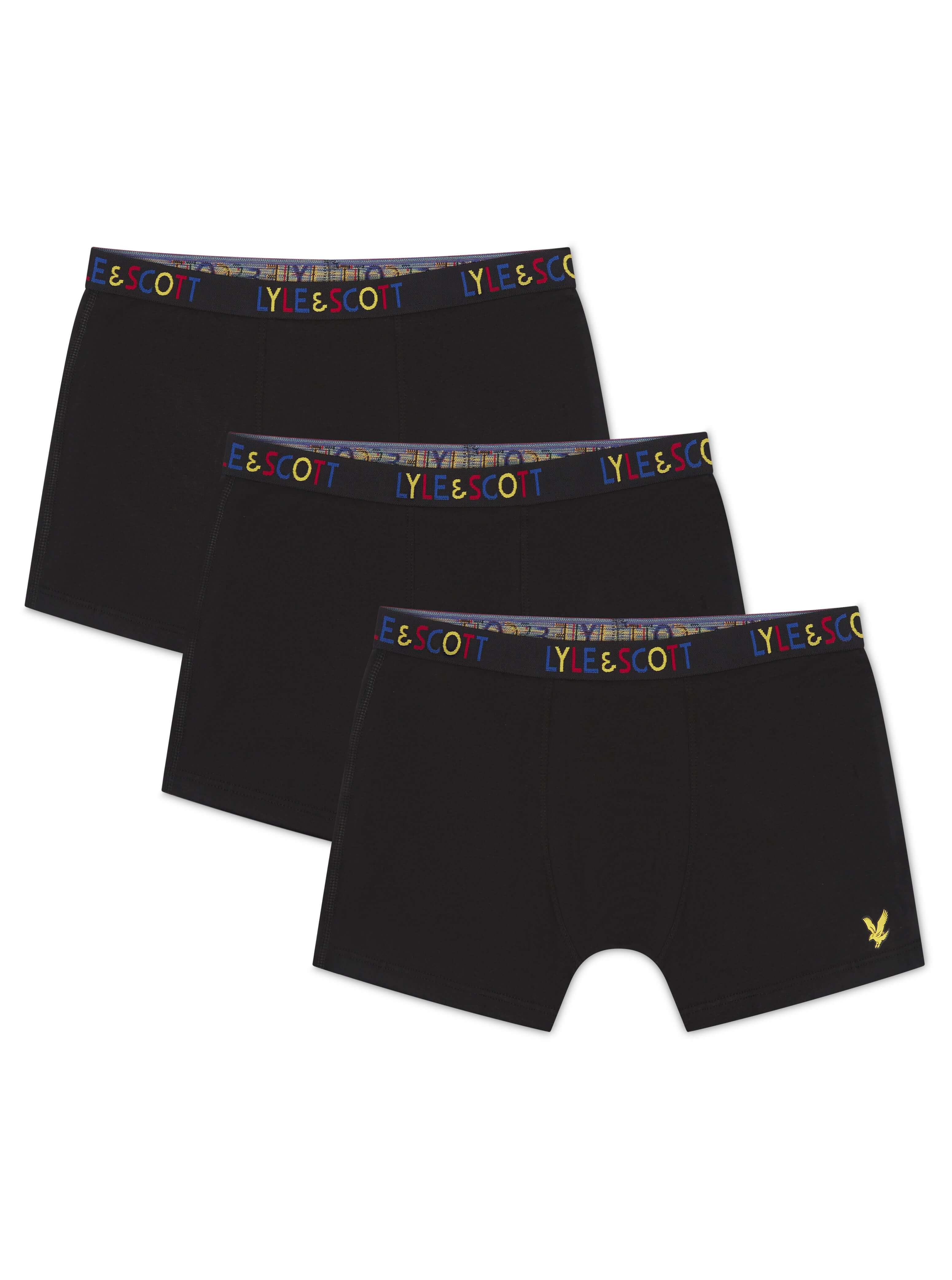 Lyle and Scott 3 Pack Boys Nevan Boxers - Black Multi