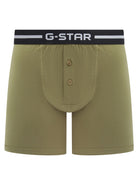 G-Star Men’s 3 Pack Button Fly Cotton Stretch Trunks – Black, Olive, Green