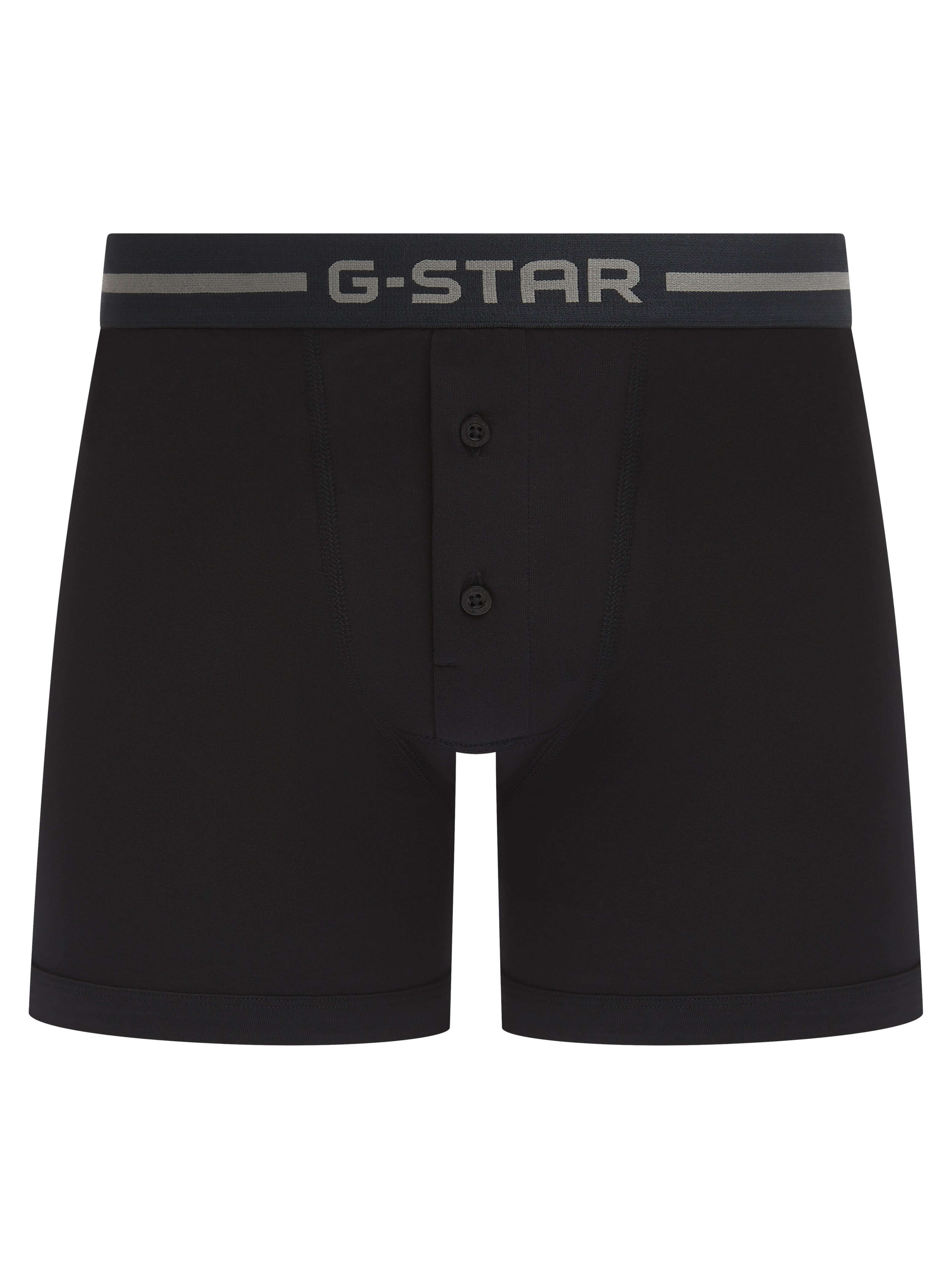 G-Star Men’s 3 Pack Button Fly Cotton Stretch Trunks – Black