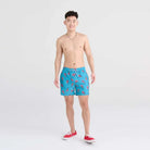 Saxx Oh Buoy 2N1 Stretch Swim Trunk 5" with liner - Shrimp Cocktail - Blue