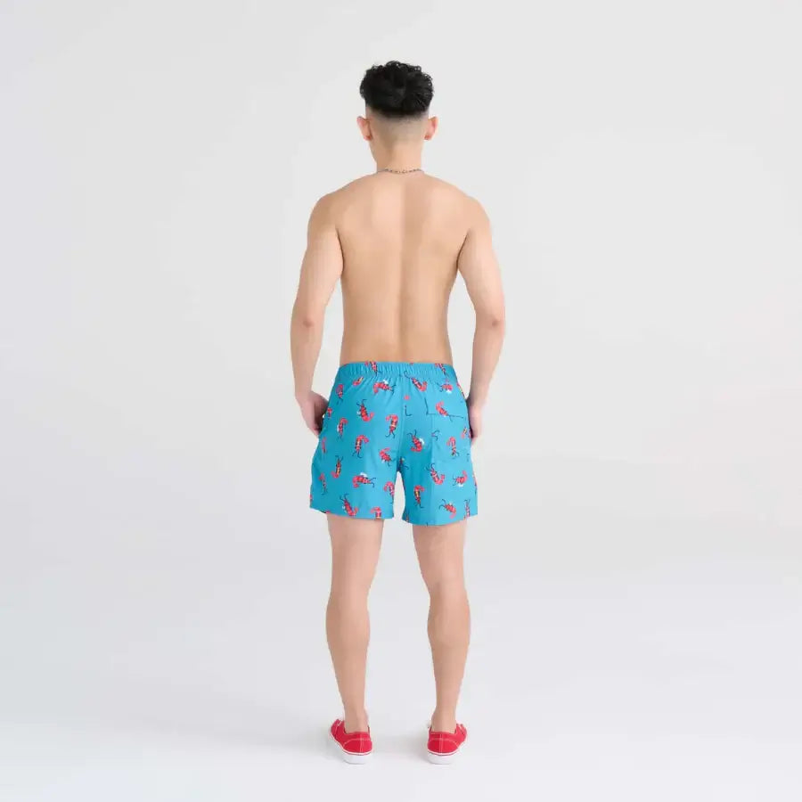 Saxx Oh Buoy 2N1 Stretch Swim Trunk 5" with liner - Shrimp Cocktail - Blue
