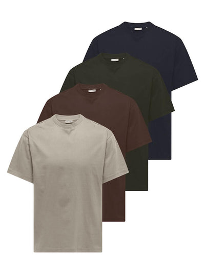 Only & Sons 4 Pack Relaxed Fit Crew Neck T-Shirts
