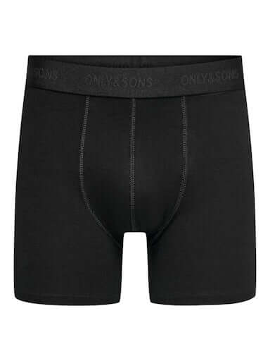 Only & Sons Onsfitz 3 Pack Solid Cotton Stretch Boxer - All Black