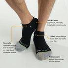 Crossfly Original Men's Low Cut Socks - Black sock features