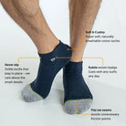 Crossfly Original Men's Low Cut Socks - Navy Marle sock features