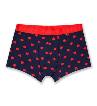 Hearts Cotton Stretch Boxer Shorts – 1 Pack (Navy/Red) by Happy Socks